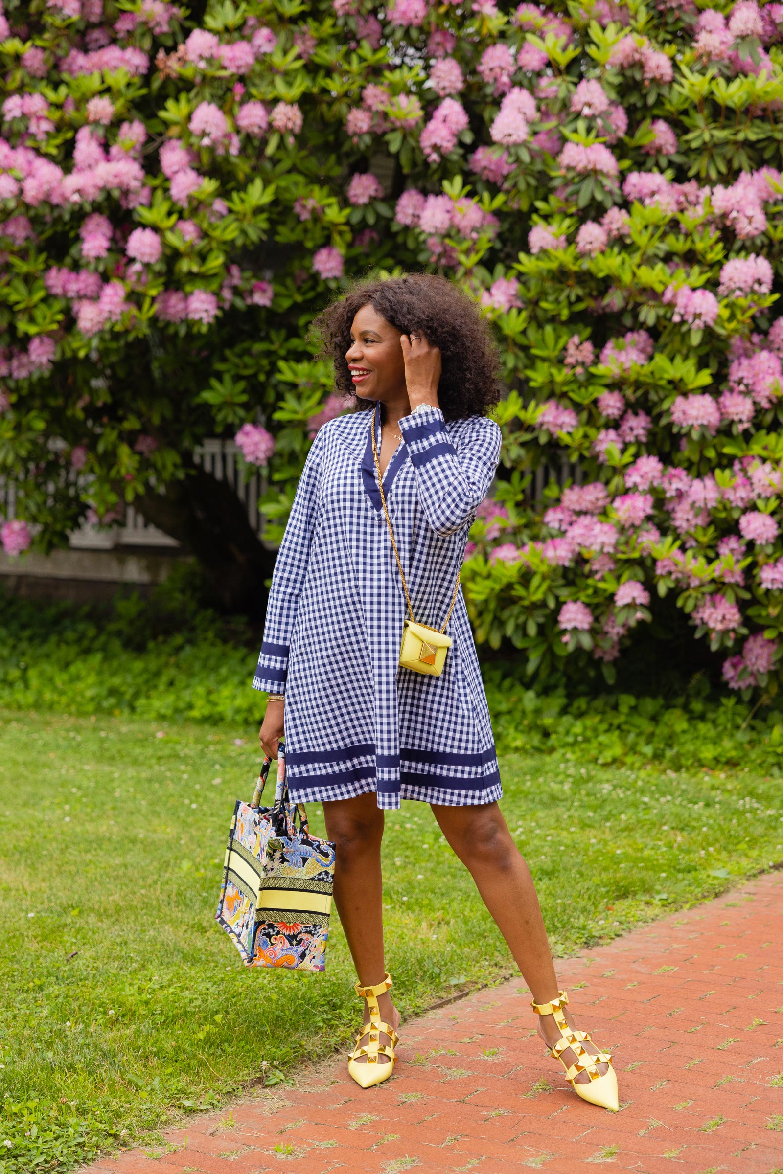 Monica Awe-Etuk Navy Gingham Tunic | Style Charade Summer 2022 Collection with Sail to Sable