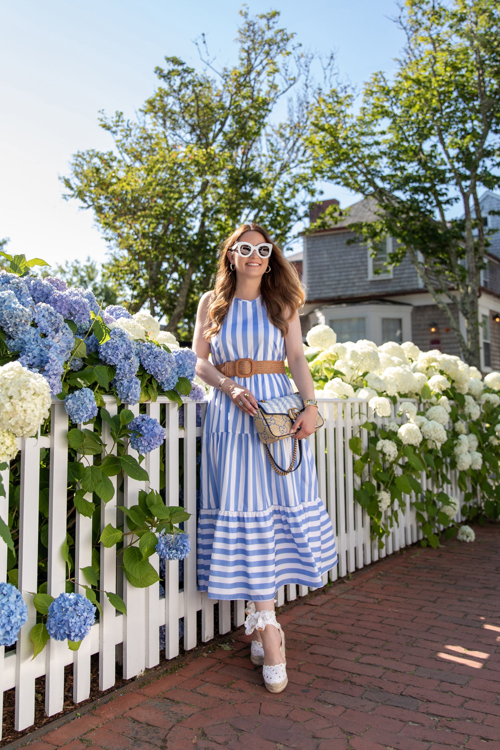 Blue Stripe Halter Dress Summer Travel Outfits