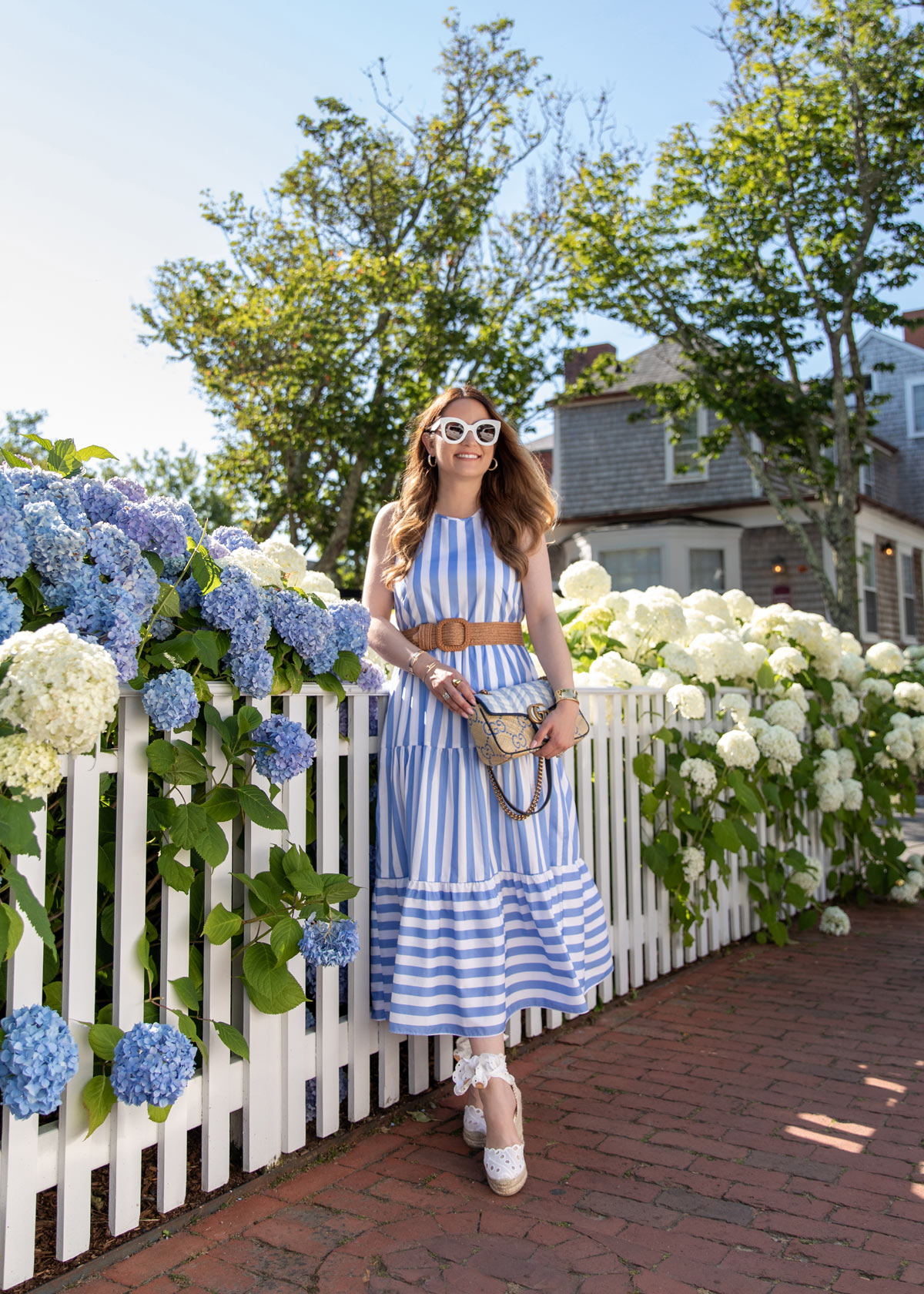 Stripe Halter Dress Sail to Sable Blue Midi Style Charade