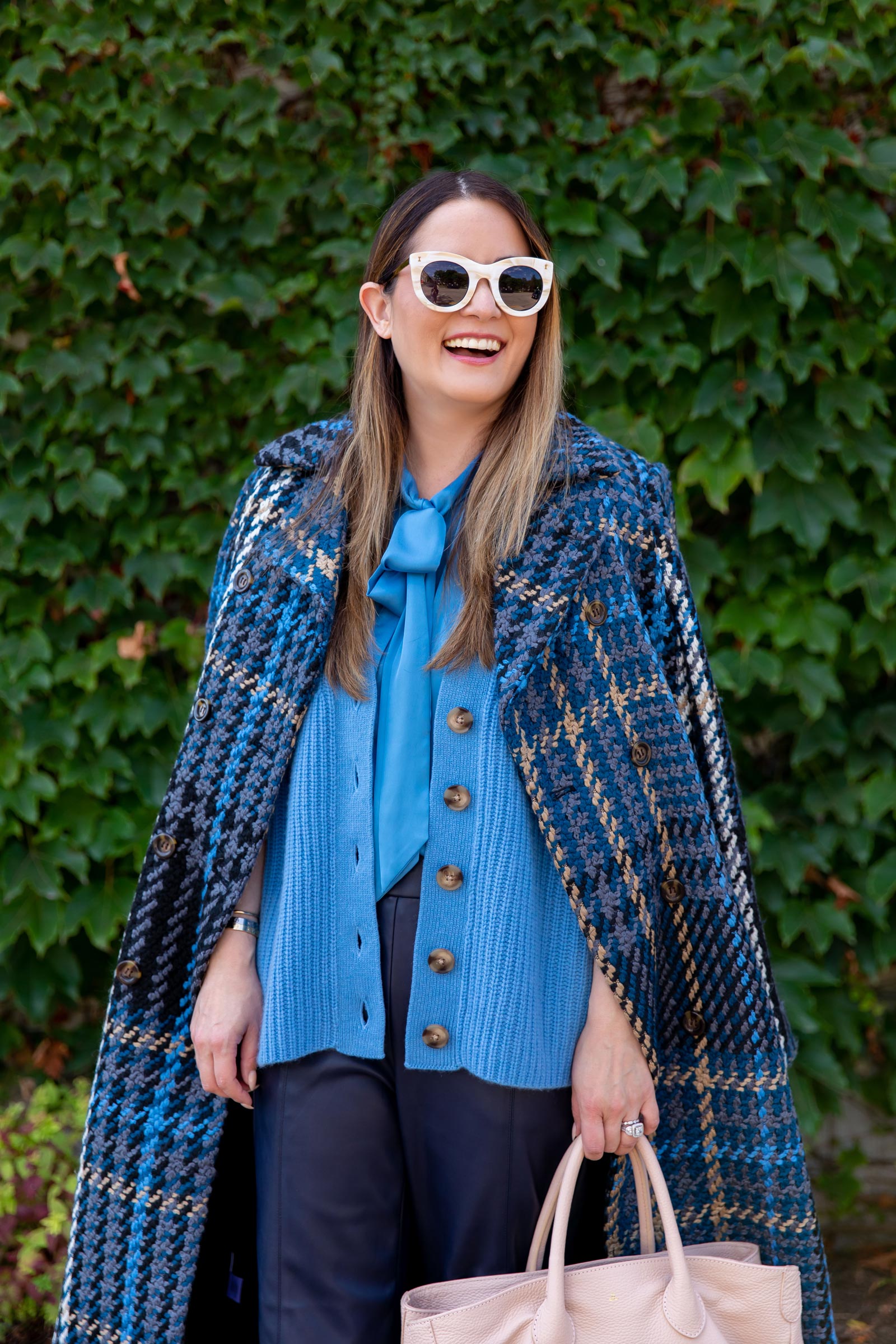 Blue Bow Front Blouse