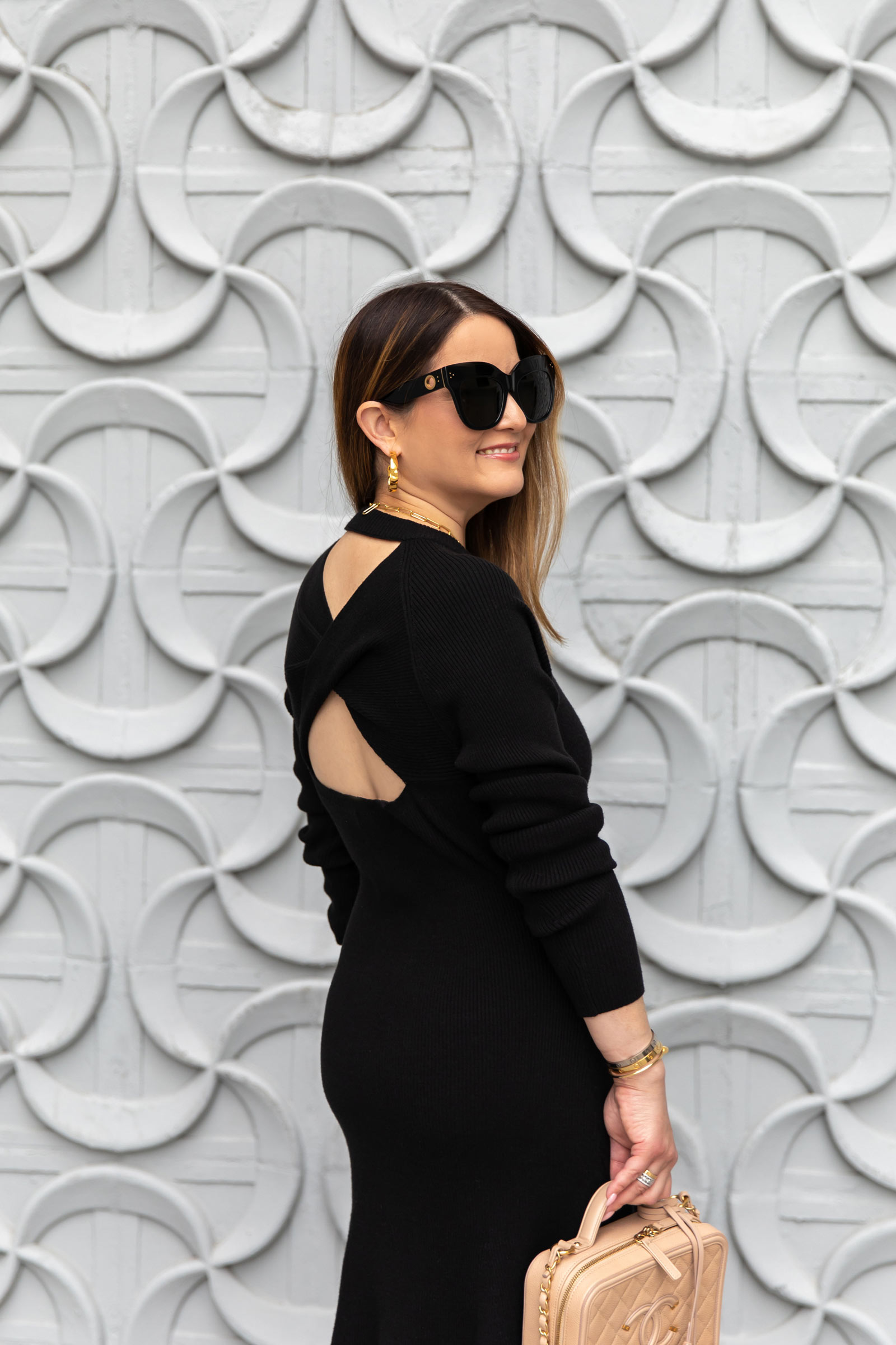 Black Cutout Sweater Dress