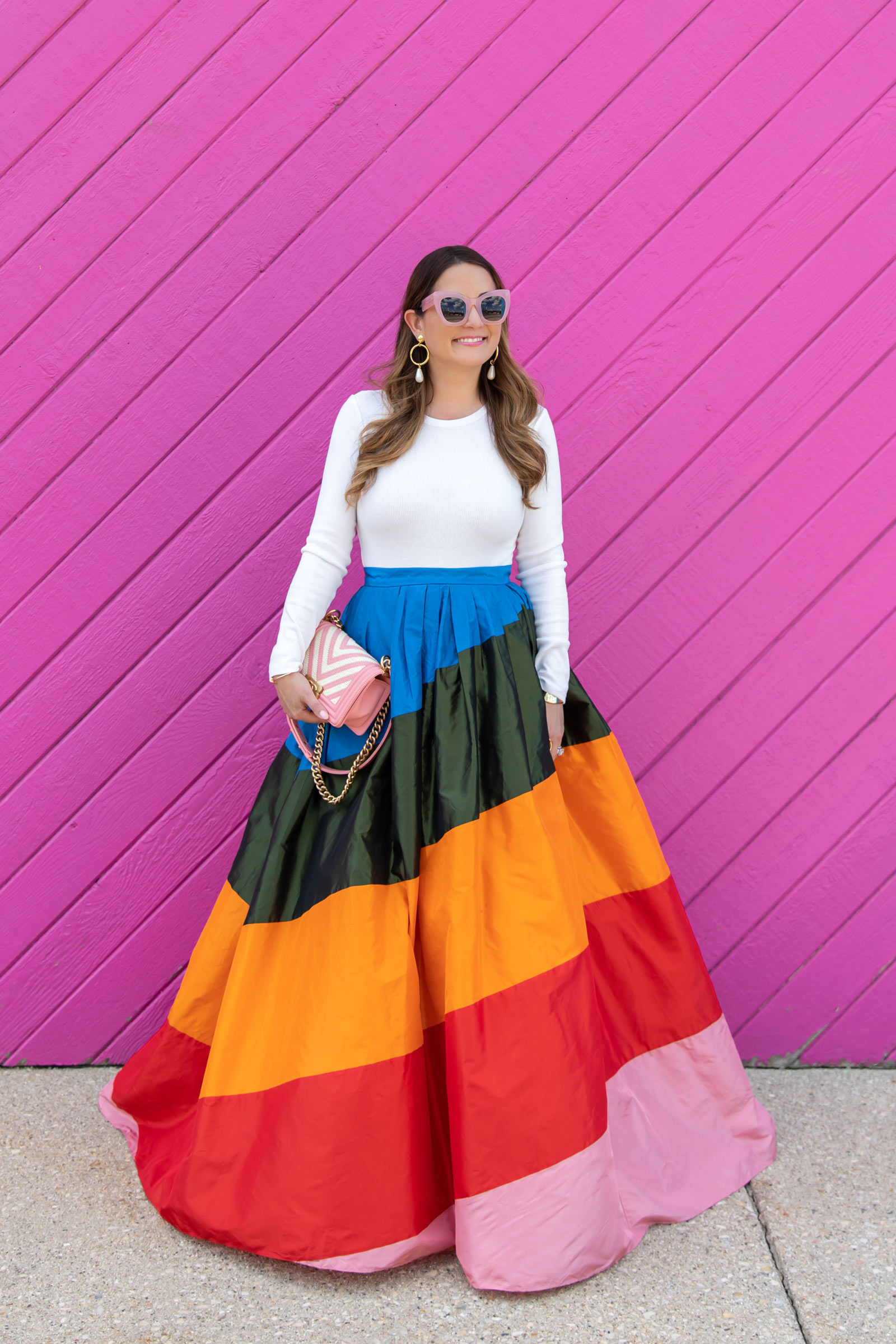 Caroline Herrera Rainbow Stripe Ball Skirt