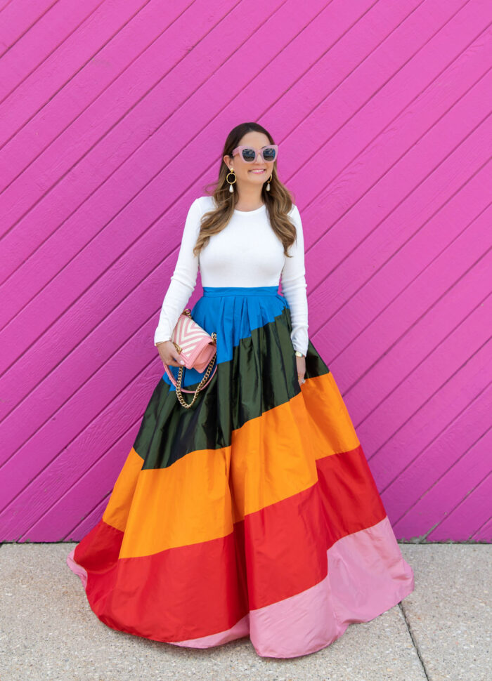 Caroline Herrera Rainbow Stripe Ball Skirt