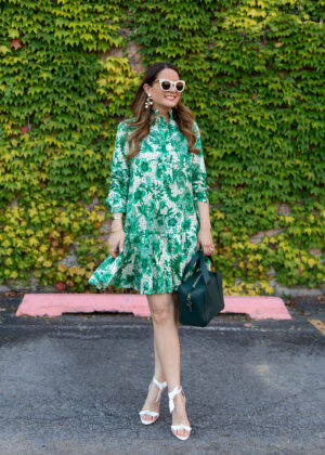 A Perfect Green Floral Dress for the Fall Transition