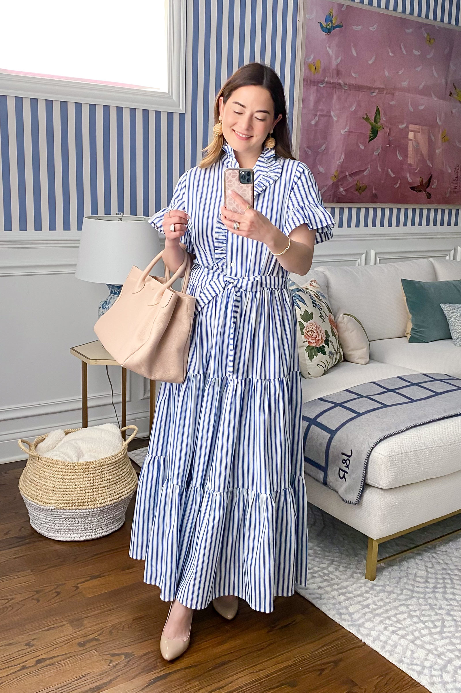 Mille Blue Stripe Tiered Shirtdress | Outfits Lately 9.22