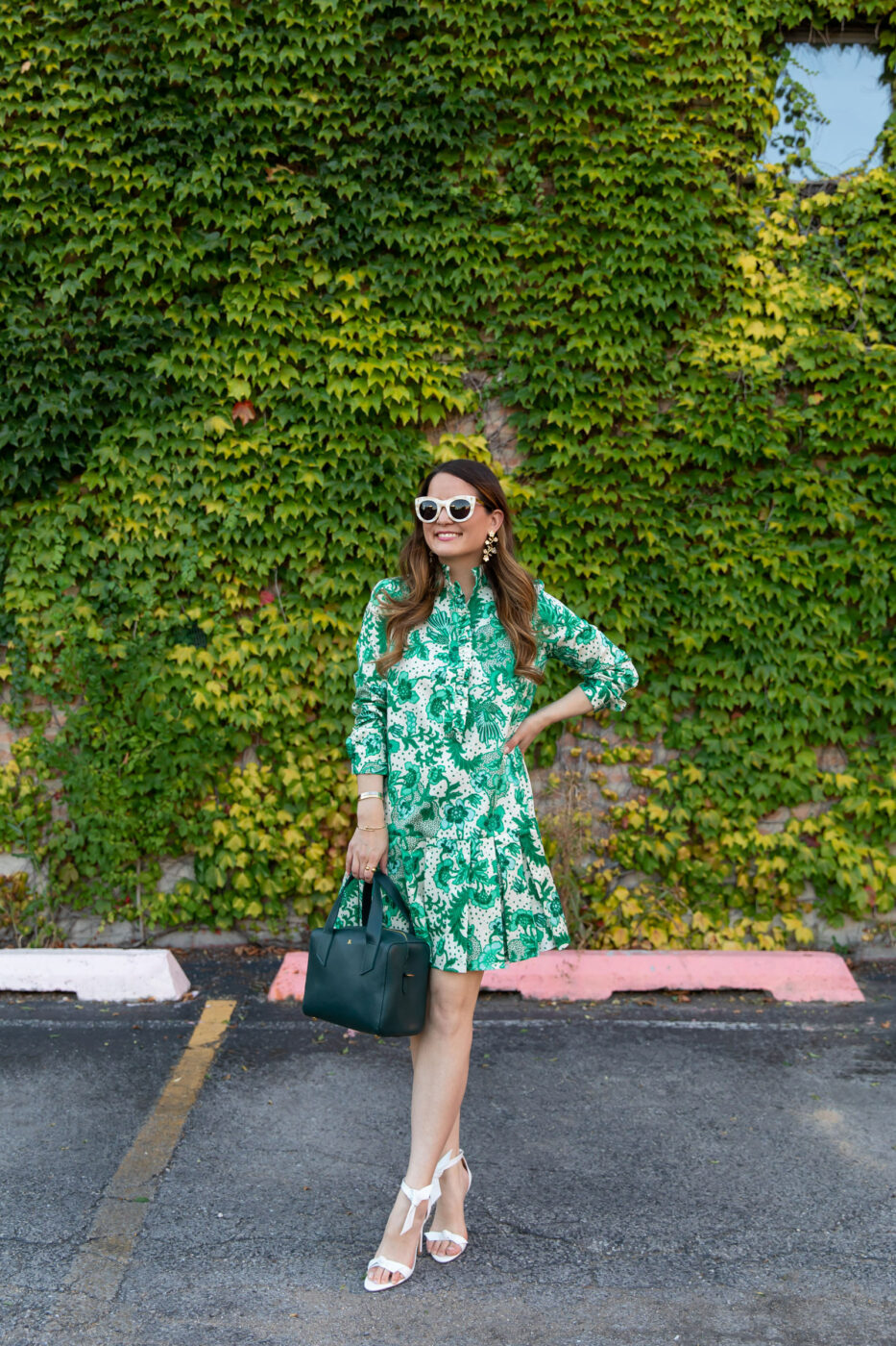 A Perfect Green Floral Dress for the Fall Transition Style Charade