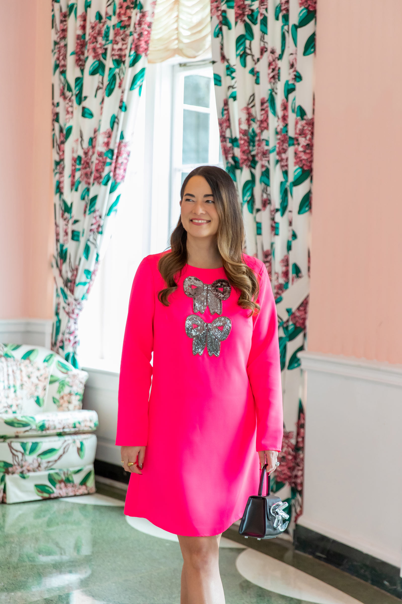 Pink Sequin Bow Dress