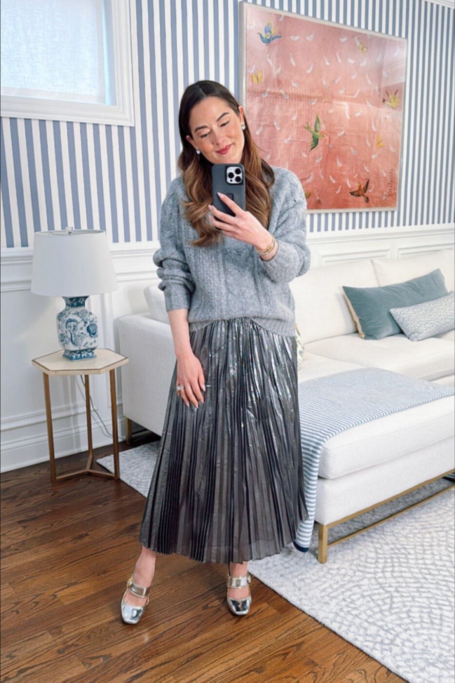 J Crew Silver Sequin Skirt