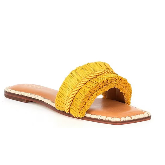 Madruga Braided Raffia Flat Sandals Marigold