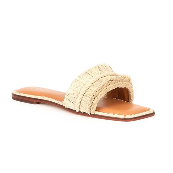 Madruga Braided Raffia Flat Sandals Natural