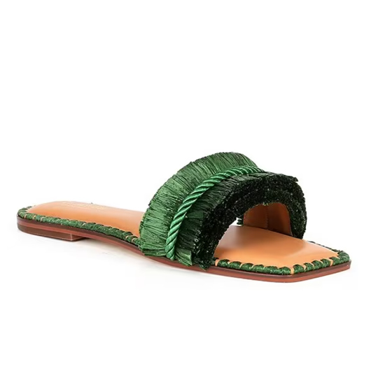 Madruga Braided Raffia Flat Sandals Sea Grass