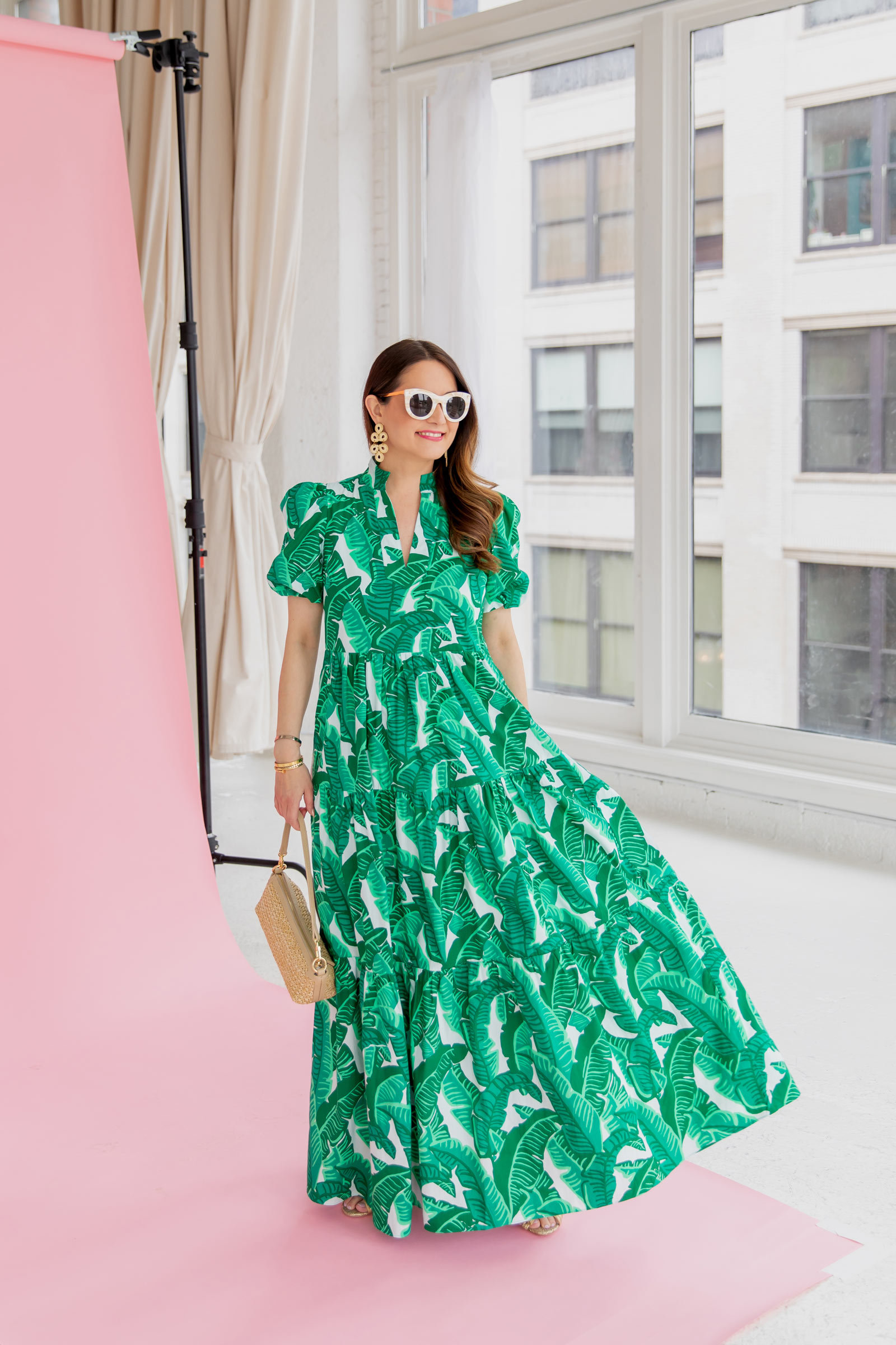 Jennifer Lake STS Leaf Print Maxi Dress