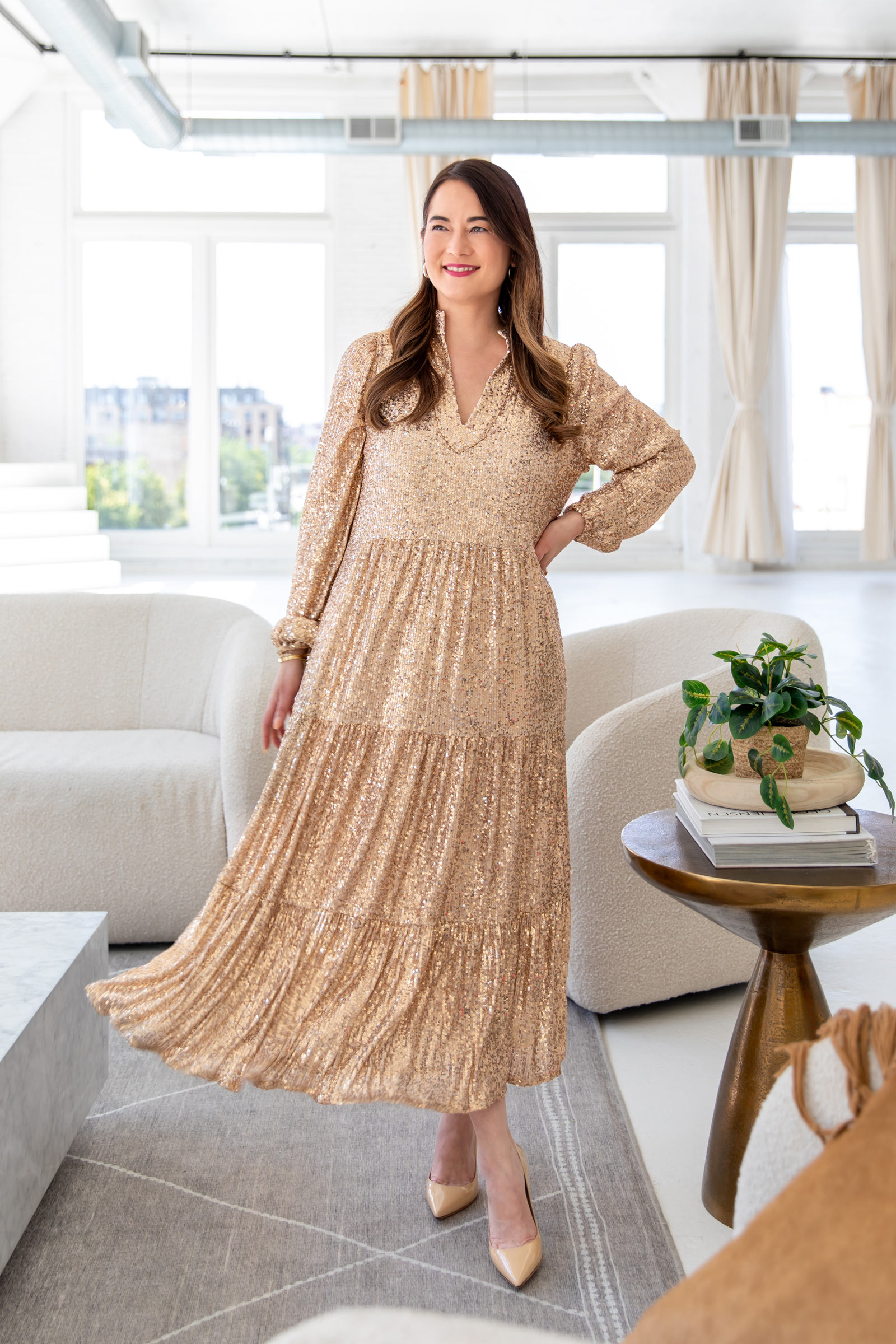 Sail to Sable Style Charade Anne Sequin Dress Gold