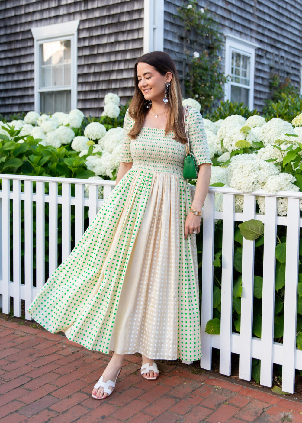 Tory Burch Green Smocked Dress