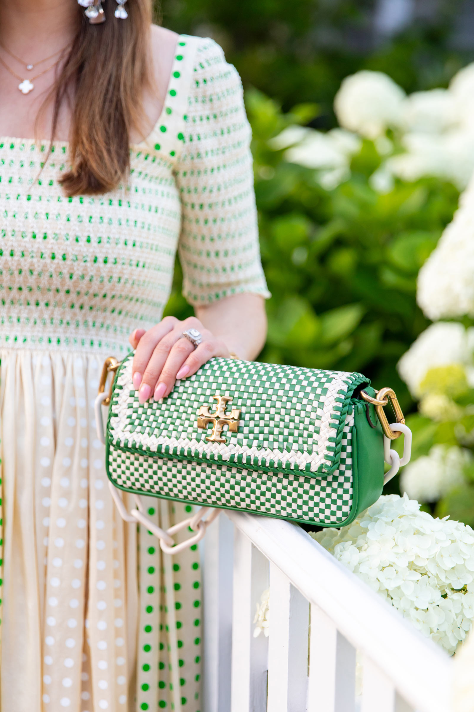 Tory Burch Green Woven Bag