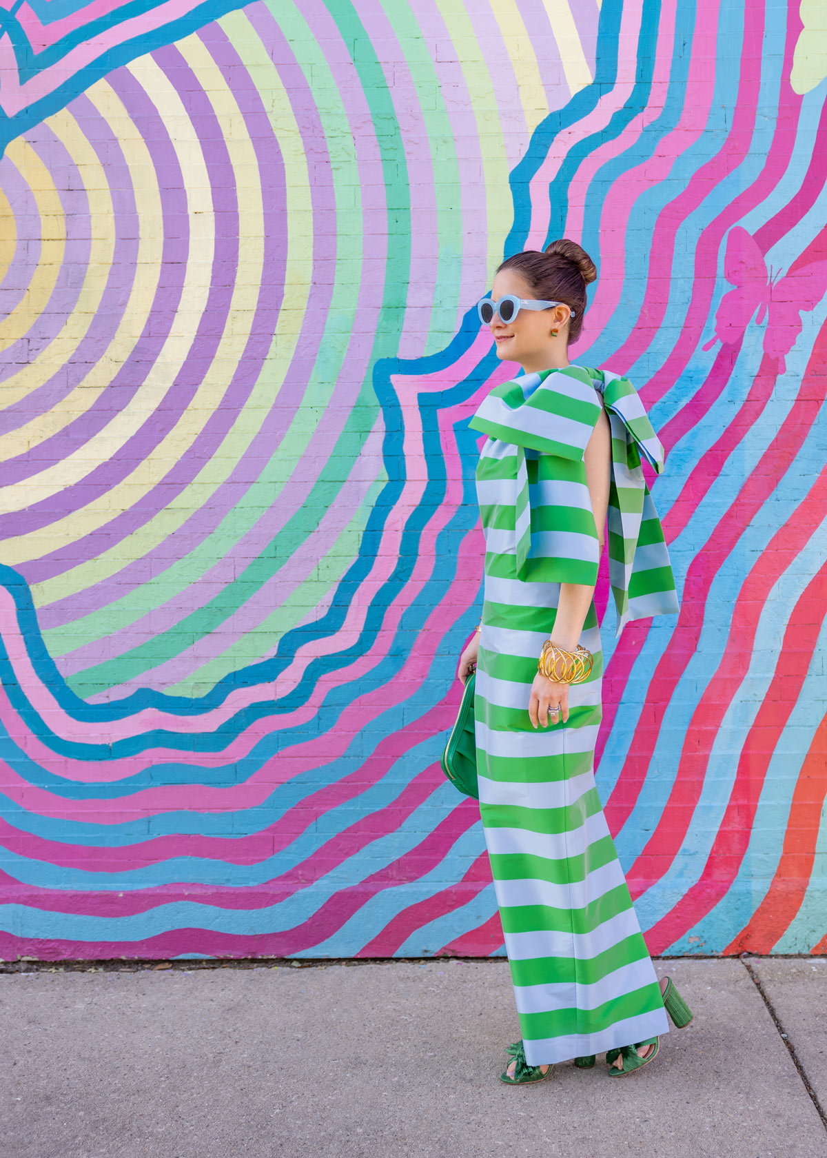green emerald velvet dress Green/Cream Striped Dress LG/XL / Green main image 0