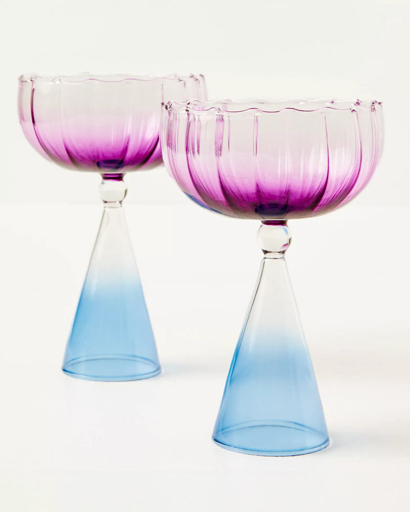 Lilly Pulitzer Handblown Glass Two Tone Coupe