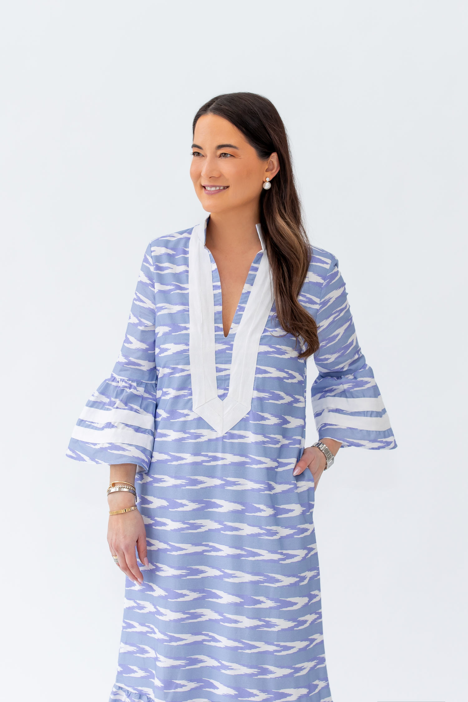 Ikat Print Caftan Dress