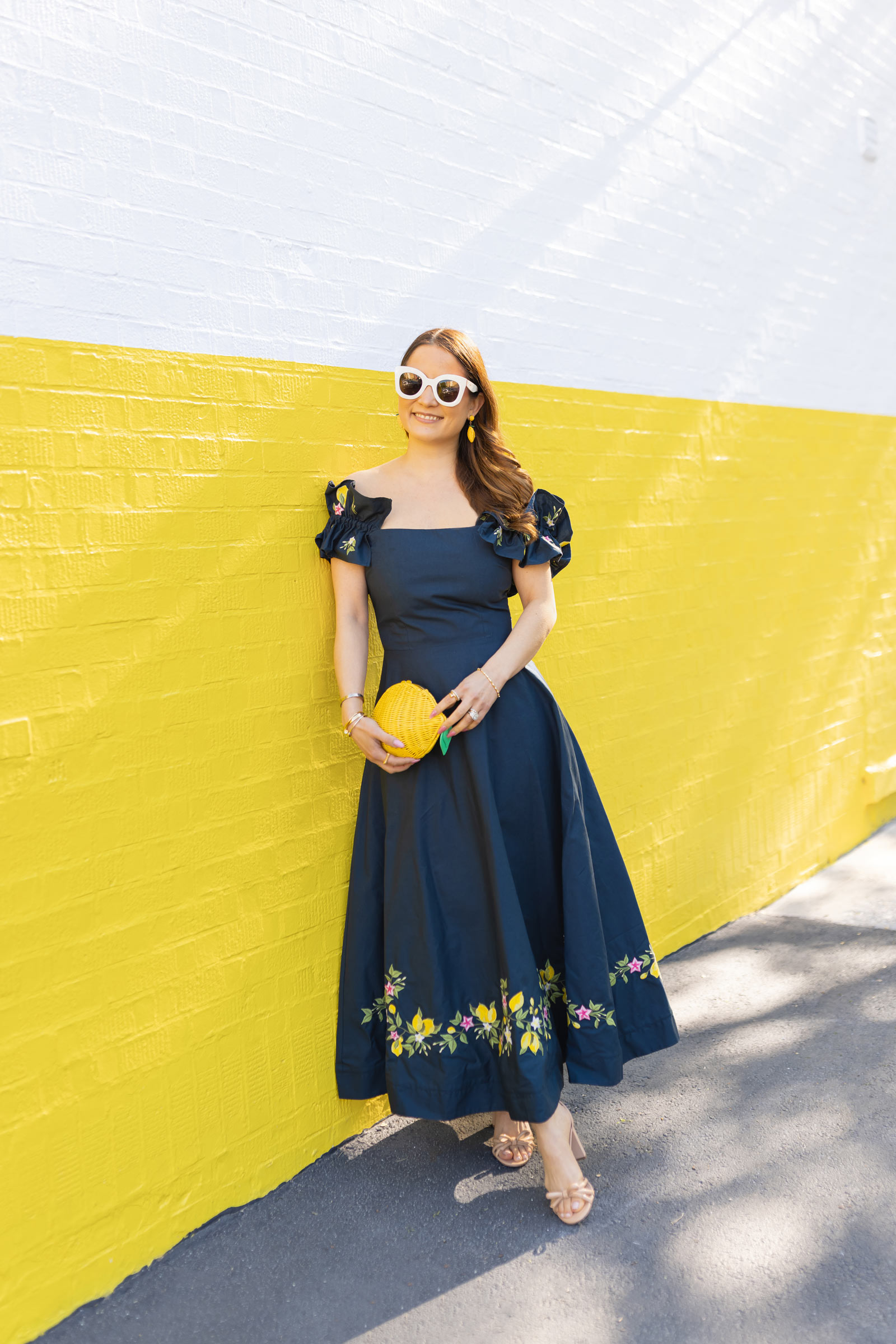 Jennifer Lake Fanm Mon Navy Lemon Dress