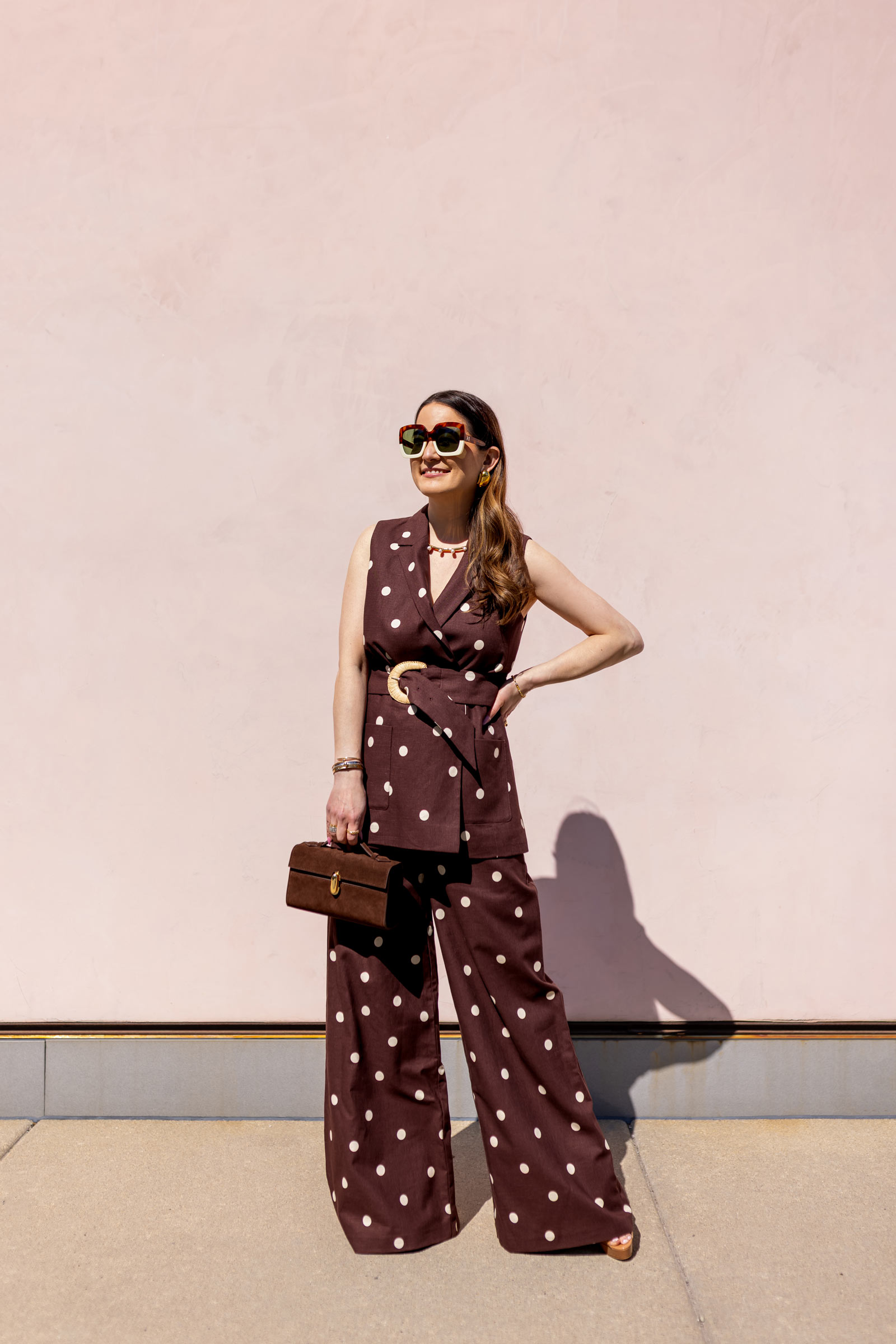 Jennifer Lake Sezane Brown Polka Dot