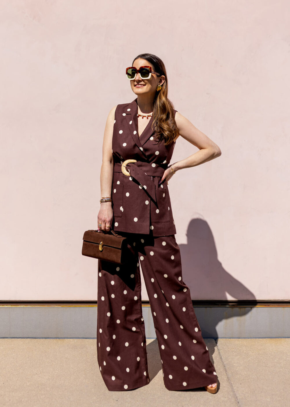 Sezane Brown Polka Dot