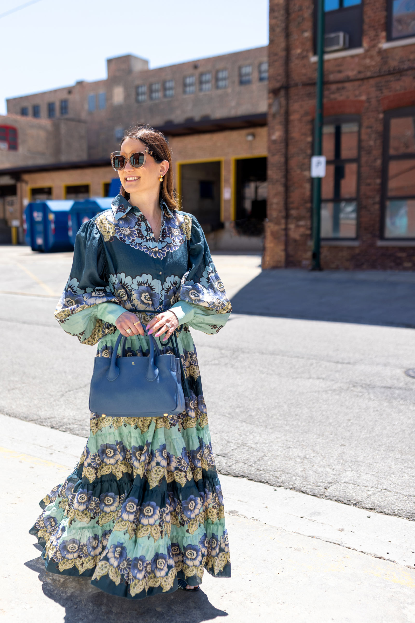 Jennifer Lake Alemais Blue Floral Maxi
