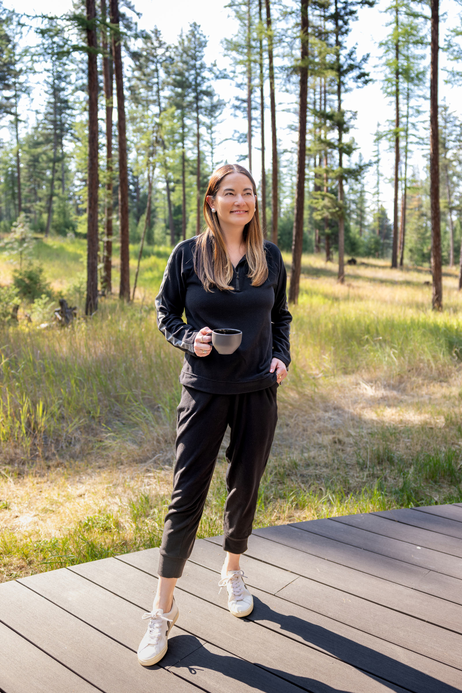 Jennifer Lake Cuddl Duds Black Fleece Joggers