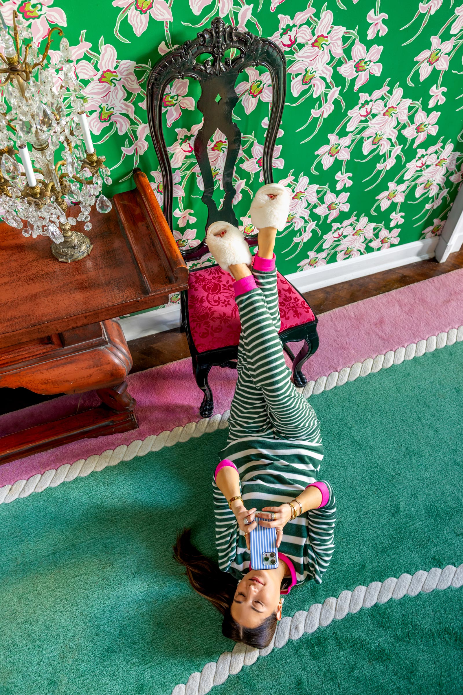 Jennifer Lake Cuddl Duds Green Stripe Pajamas