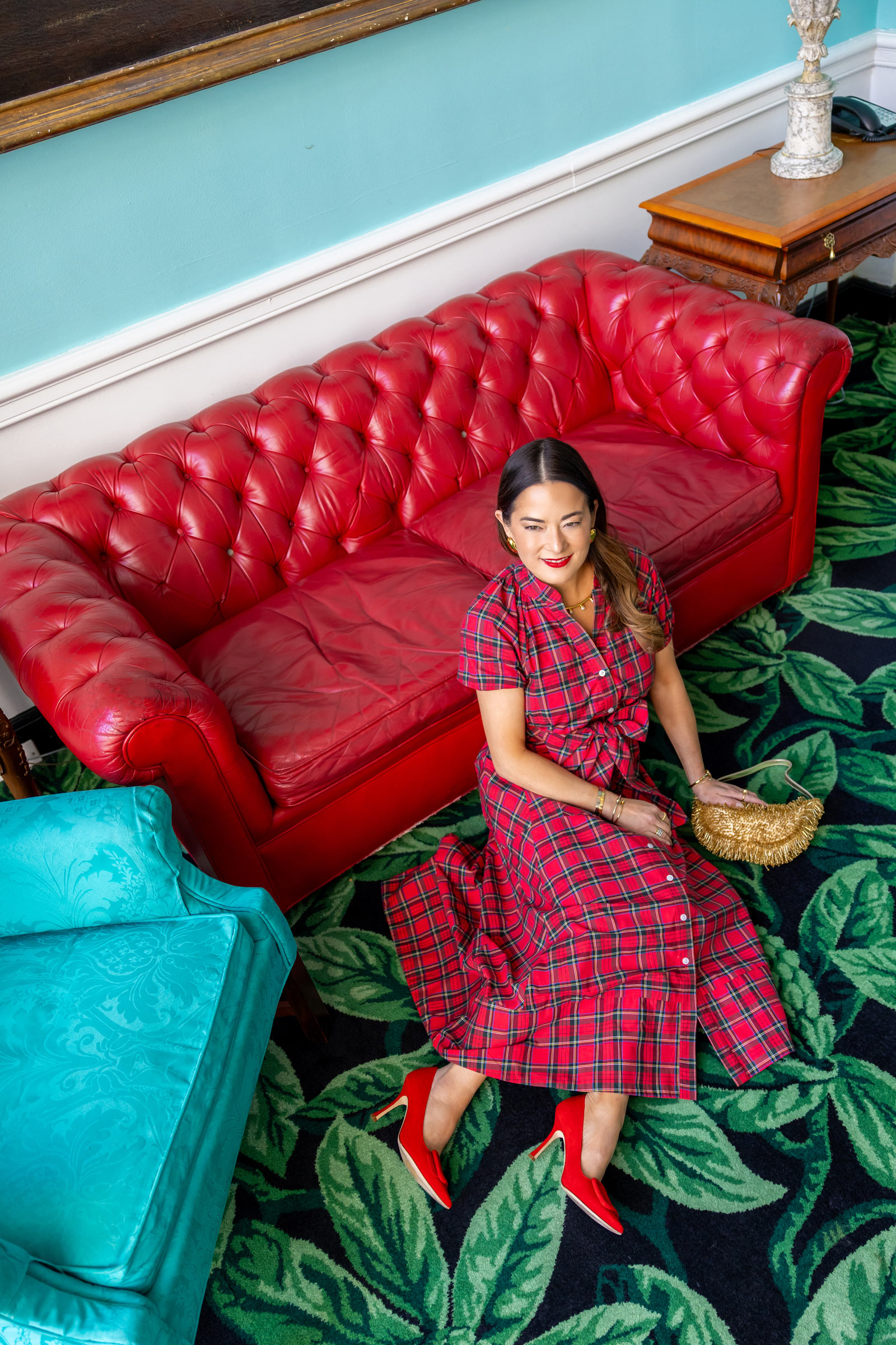 Jennifer Lake Red Tartan Dress
