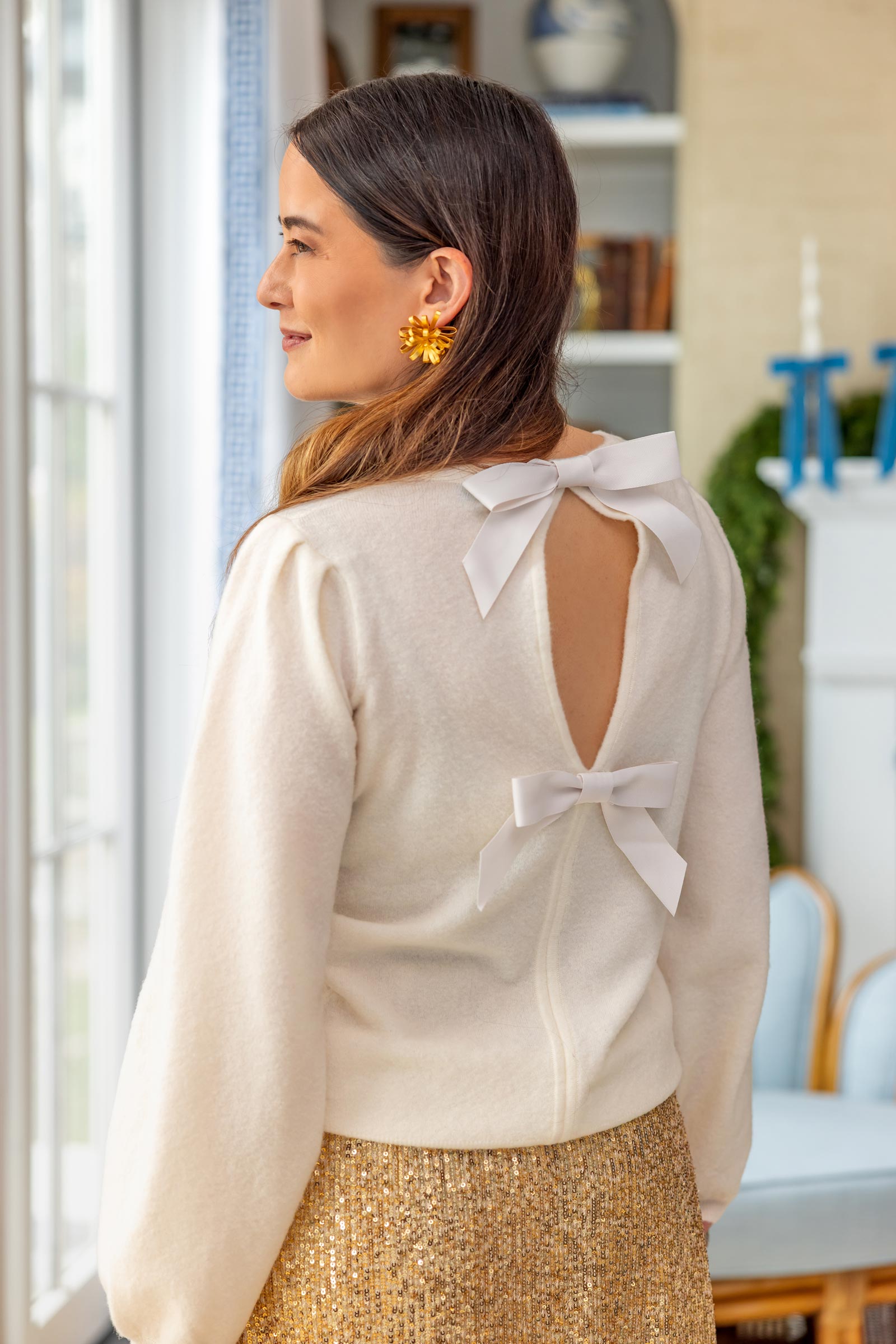 vineyard vines ivory bow back sweater