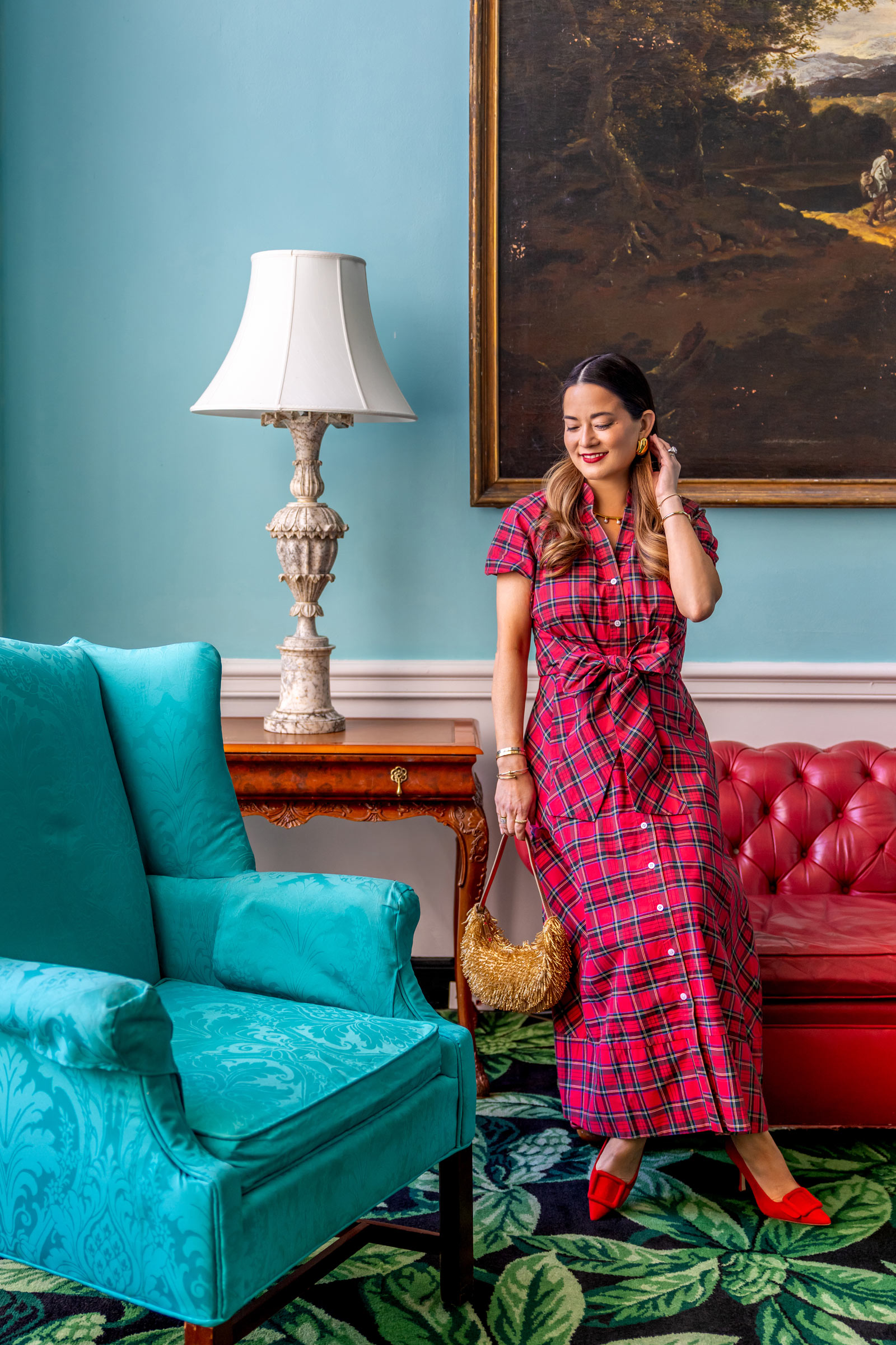 Sail to Sable Red Tartan Shirtdress