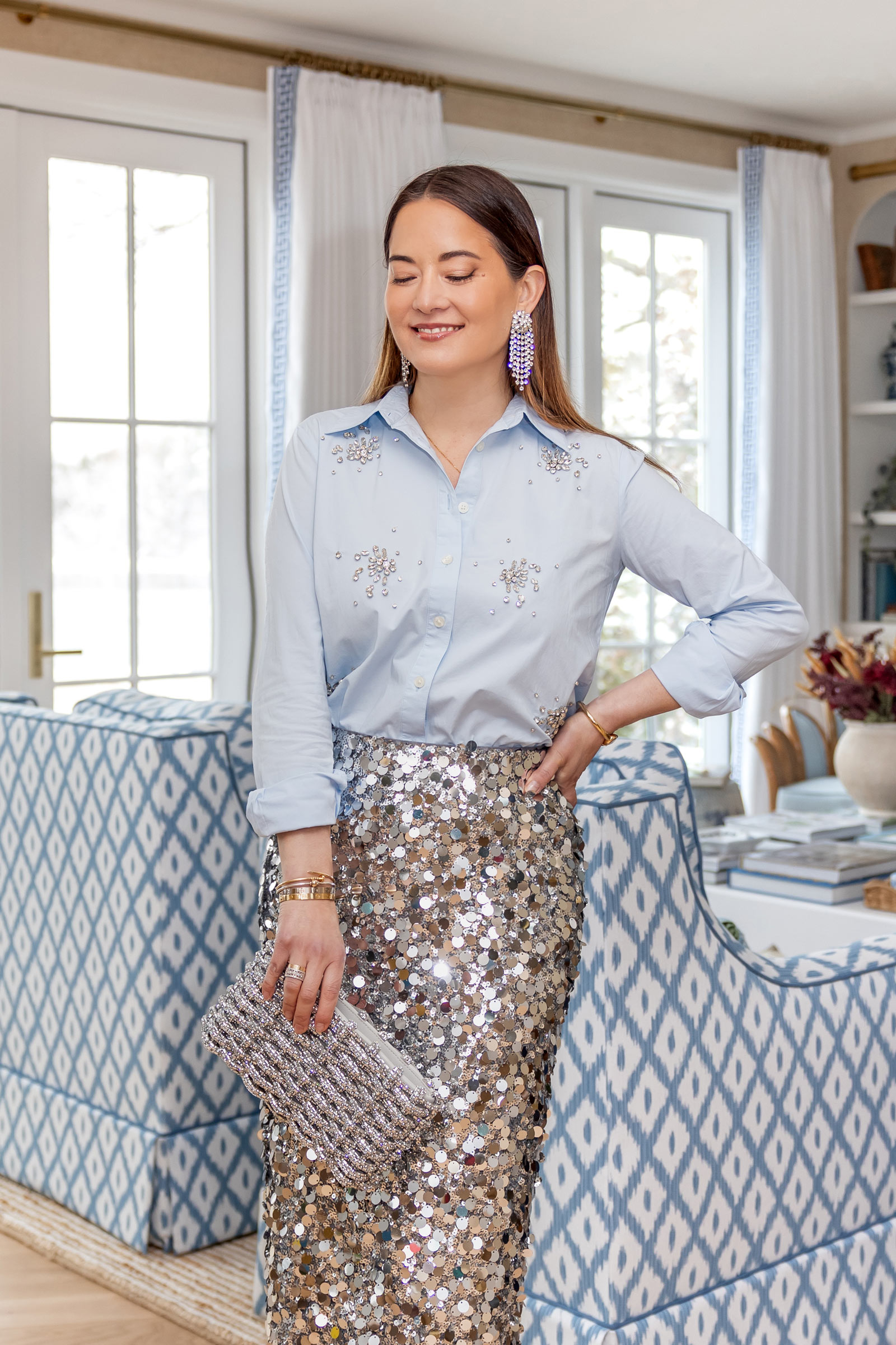 Jennifer Lake Ann Taylor Silver Sequin